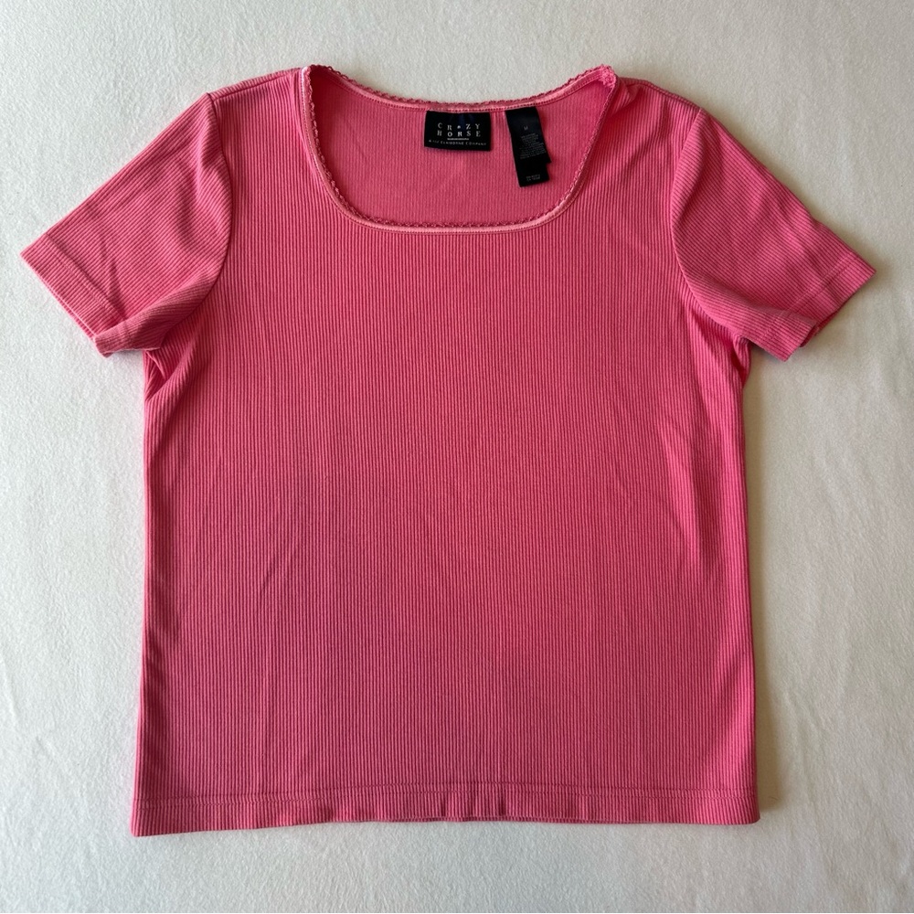 Pink Ribbed Women's Top